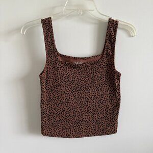 Old Navy Brown Ribbed Polka Dot Tank Top Size M